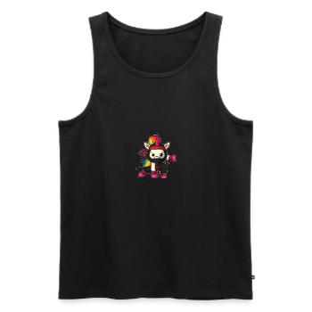 Regenbogen Ninja Einhorn Comic Bunt süß Geschenk - Männer Premium Bio Tank Top - Schwarz - Vorne - Michal (187cm)