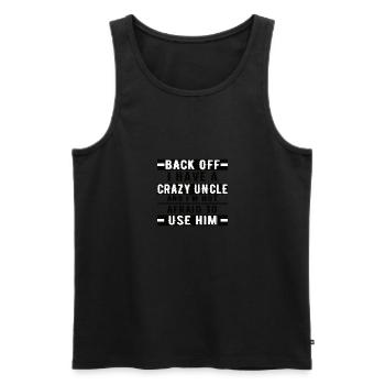 De retour, j’ai un oncle fou et moi - Débardeur bio Premium Homme - noir - Devant - Michal (187cm)