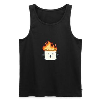 Funny Burning Marshmallow Camping Gift - Men's Premium Organic Tank Top - black - Front - Michal (187cm)