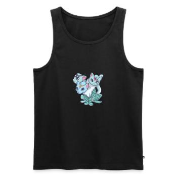 Kawaii Pastel Goth Creepy Cute 3 Headed Cat - Men's Premium Organic Tank Top - black - Front - Michal (187cm)