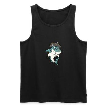 Cadeau pirate requin pirate poisson meme caraïbes - Débardeur bio Premium Homme - noir - Devant - Michal (187cm)