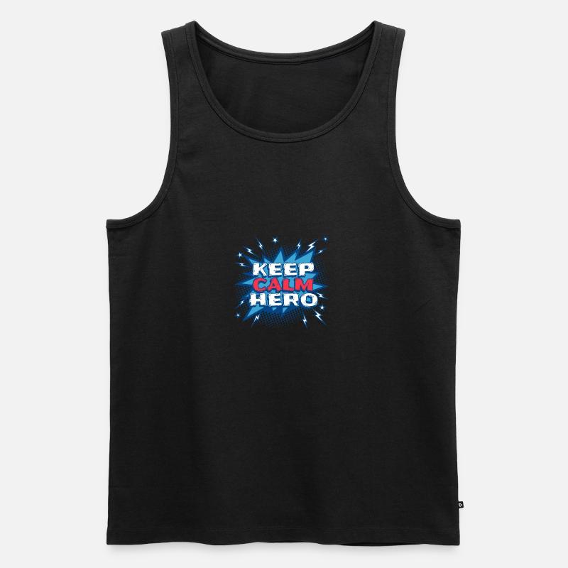 Keep calm hero - Superhelden Motiv - Männer Premium Bio Tank Top - Schwarz
