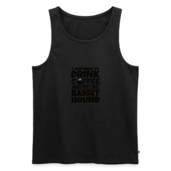 Basset Hound café chien femme chien cadeau - Débardeur bio Premium Homme - noir - Devant - Michal (187cm)