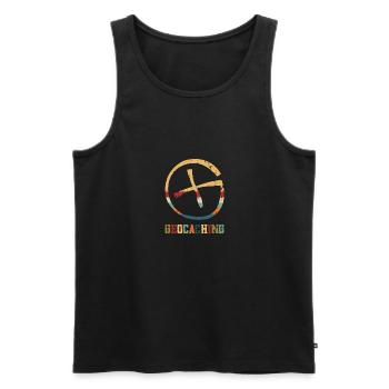 Géocaching Cible Cross | Géocaching - Débardeur bio Premium Homme - noir - Devant - Michal (187cm)