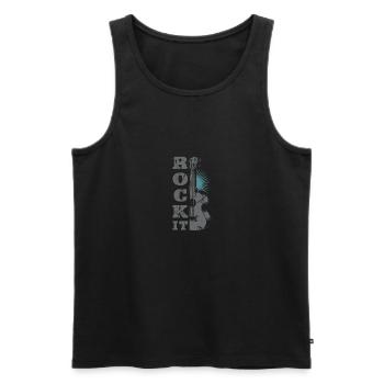 Rock It | Guitar - Männer Premium Bio Tank Top - Schwarz - Vorne - AI Model Male 178 light (178cm)