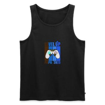 Level Up Papa 2023 Gamer Papa, Father 2023 - Men's Premium Organic Tank Top - black - Front - Michal (187cm)