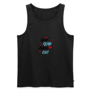 Jubiläum Trauerbeste Ehefrau seit 1911 Hochzeit - Männer Premium Bio Tank Top - Schwarz - Vorne - AI Model Male 178 light (178cm)