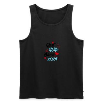 Anniversaire Meilleure épouse depuis 2024 Mariage - Débardeur bio Premium Homme - noir - Devant - Michal (187cm)