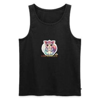 Werte mit Tieren: Lebensfreude - Männer Premium Bio Tank Top - Schwarz - Vorne - Michal (187cm)