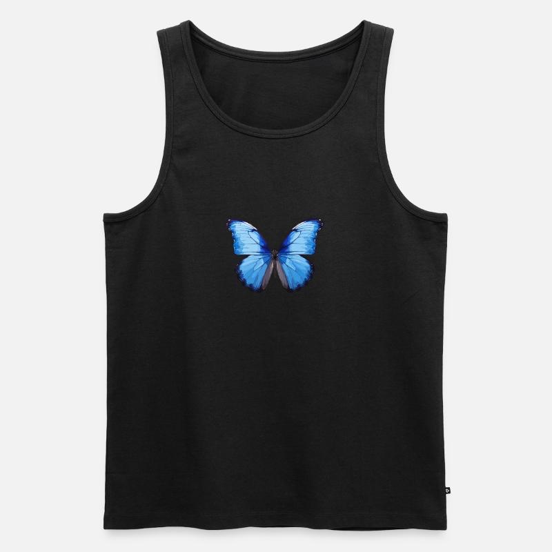 Blauer Morpho-Schmetterling - Männer Premium Bio Tank Top - Schwarz