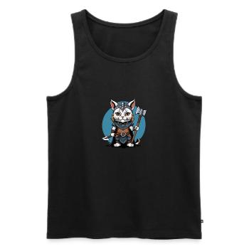 Cat Wikinger Viking Katze Geschenk Süß - Männer Premium Bio Tank Top - Schwarz - Vorne - AI Model Male 178 light (178cm)