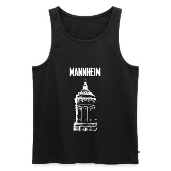 Mannheim Wasserturm Weiß - Männer Premium Bio Tank Top - Schwarz - Vorne - AI Model Male 178 light (178cm)