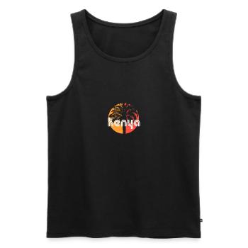 Kenya Afrique Vacances Artistique Souvenir Palmier - Débardeur bio Premium Homme - noir - Devant - Michal (187cm)
