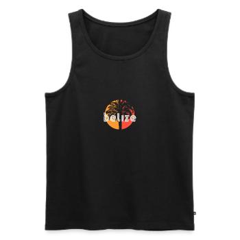 Belize Artistic Vacation Souvenir Palmier - Débardeur bio Premium Homme - noir - Devant - AI Model Male 178 light (178cm)