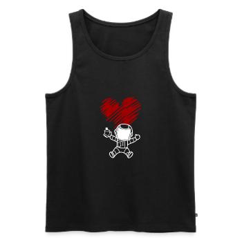 Petit astronaute avec des graffitis de coeur - Débardeur bio Premium Homme - noir - Devant - Michal (187cm)
