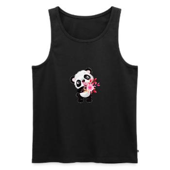 Little panda with flowers - Men's Premium Organic Tank Top - black - Front - AI Model Male 178 light (178cm)