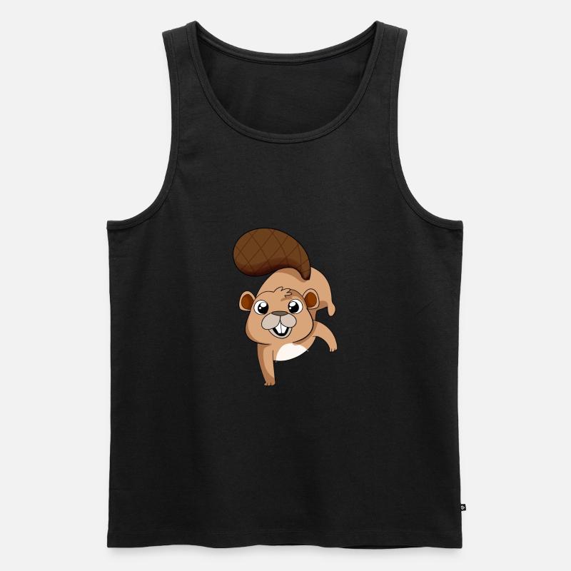 Lustiger Biber Comic Style - Männer Premium Bio Tank Top - Schwarz