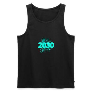 2030 2030 - Men's Premium Organic Tank Top - black - Front - AI Model Male 178 light (178cm)