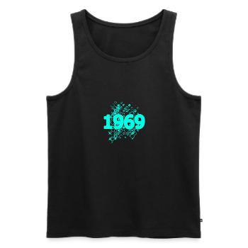 Rétro 1969 - Débardeur bio Premium Homme - noir - Devant - AI Model Male 178 light (178cm)