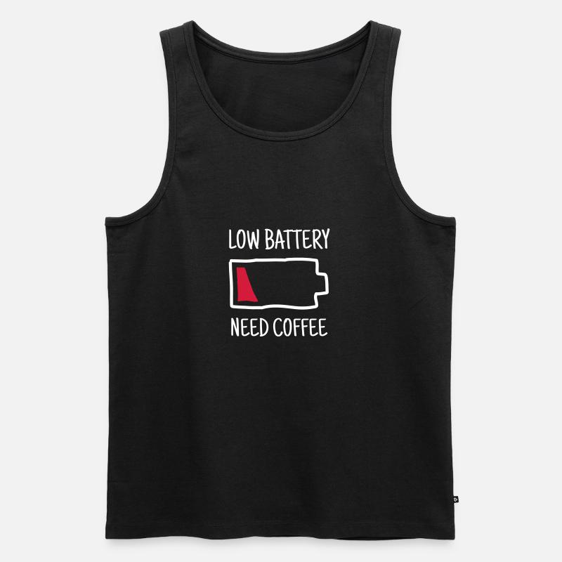Low Battery - Need Coffee - Männer Premium Bio Tank Top - Schwarz