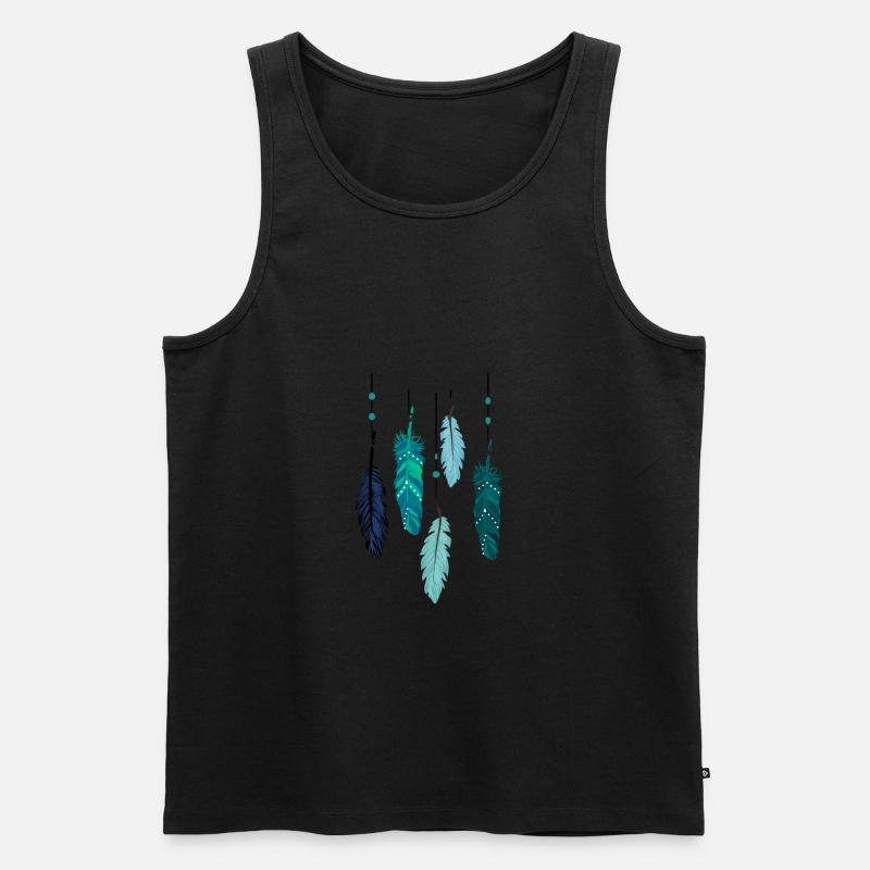 Boho Federn - Männer Premium Bio Tank Top - Schwarz
