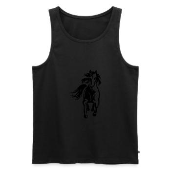 Pferde T-Shirt selber bedrucken - Männer Premium Bio Tank Top - Schwarz - Vorne - Michal (187cm)