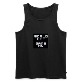 World OFF Game ON - Männer Premium Bio Tank Top - Schwarz - Vorne - Michal (187cm)