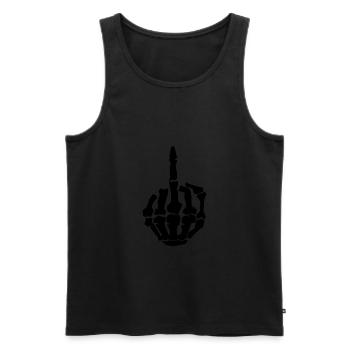 Middle finger skeleton - FUCK YOU - Men's Premium Organic Tank Top - black - Front - AI Model Male 178 light (178cm)