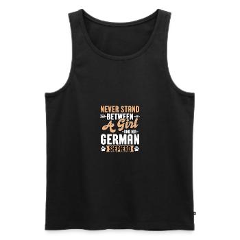 Never Stand Between A Girl And Her German - Men's Premium Organic Tank Top - black - Front - Michal (187cm)