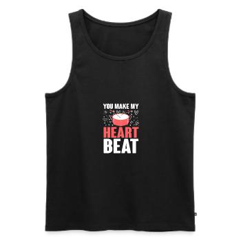 You Make My Heart Beat für Schlagzeuger Männer - Männer Premium Bio Tank Top - Schwarz - Vorne - Michal (187cm)