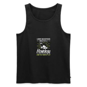 Lawn Whisperer Master Of Mowology Lawn Mower - Men's Premium Organic Tank Top - black - Front - Michal (187cm)