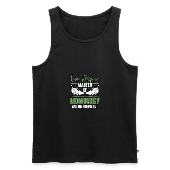Lawn Whisperer Master Of Mowology Lawn Mower - Men's Premium Organic Tank Top - black - Front - Michal (187cm)
