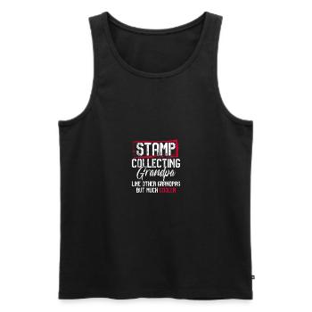 Granda Philatelist Stamps Stamps Grandpa - Men's Premium Organic Tank Top - black - Front - AI Model Male 178 light (178cm)