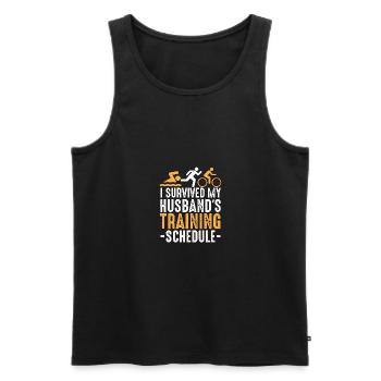 I Survived My Husband's Training Triathlon - Männer Premium Bio Tank Top - Schwarz - Vorne - AI Model Male 178 light (178cm)