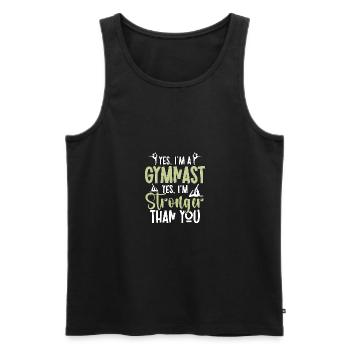 Oui, je suis une gymnaste Oui, je suis plus forte en gymnastique - Débardeur bio Premium Homme - noir - Devant - Michal (187cm)