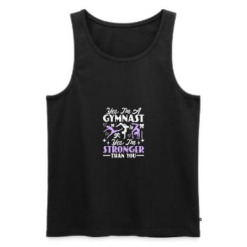 Oui, je suis une gymnaste Oui, je suis plus forte en gymnastique - Débardeur bio Premium Homme - noir - Devant - Michal (187cm)