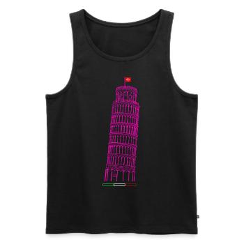 Leaning Tower of Pisa drawn - Men's Premium Organic Tank Top - black - Front - AI Model Male 178 light (178cm)
