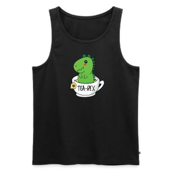 Tea Rex - Männer Premium Bio Tank Top - Schwarz - Vorne - AI Model Male 178 light (178cm)
