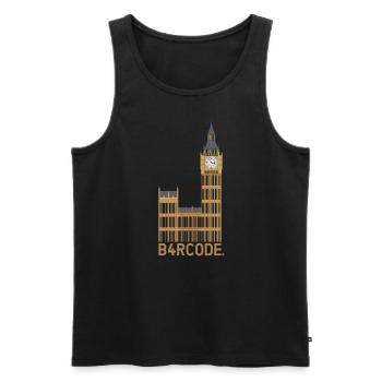 B4RCODE. Londres - Débardeur bio Premium Homme - noir - Devant - AI Model Male 178 light (178cm)