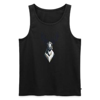 Cerf géométrique - Débardeur bio Premium Homme - noir - Devant - Michal (187cm)