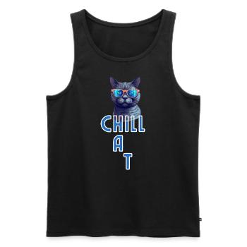 Chill Cat - Men's Premium Organic Tank Top - black - Front - AI Model Male 178 light (178cm)