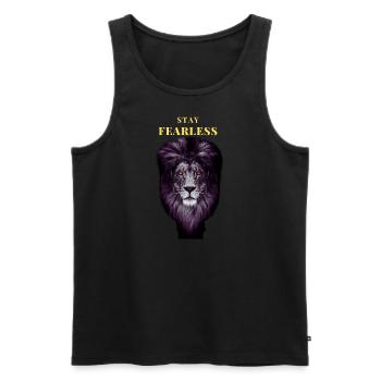 Stay Fearless Leo - Fearless Lion - Lion - Débardeur bio Premium Homme - noir - Devant - Michal (187cm)