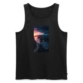 Thoughts float... - Men's Premium Organic Tank Top - black - Front - Michal (187cm)