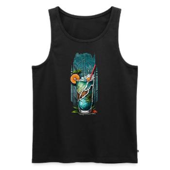 Délice de l’île : Cocktail tropical Bliss - Débardeur bio Premium Homme - noir - Devant - AI Model Male 178 light (178cm)