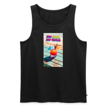 Stay cool Stay tropical - Männer Premium Bio Tank Top - Schwarz - Vorne - AI Model Male 178 light (178cm)