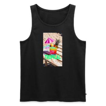 Stay cool Stay tropical - Männer Premium Bio Tank Top - Schwarz - Vorne - AI Model Male 178 light (178cm)