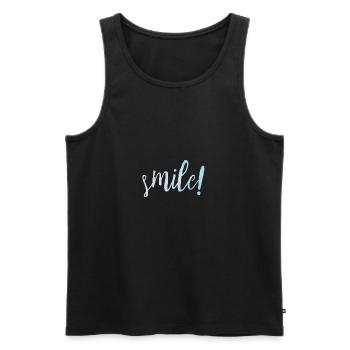 Lächeln! Motivation Ziele Positivität - Männer Premium Bio Tank Top - Schwarz - Vorne - Michal (187cm)