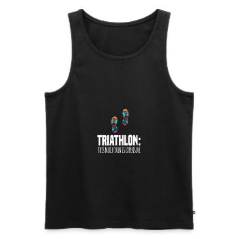 TRIATHLON: AUTANT DE DOULEUR COÛTE CHER. Cadeaux - Débardeur bio Premium Homme - noir - Devant - Michal (187cm)
