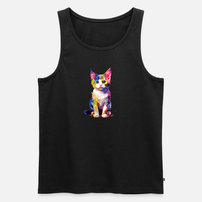 Kleine schüchterne Katze - Männer Premium Bio Tank Top - Schwarz
