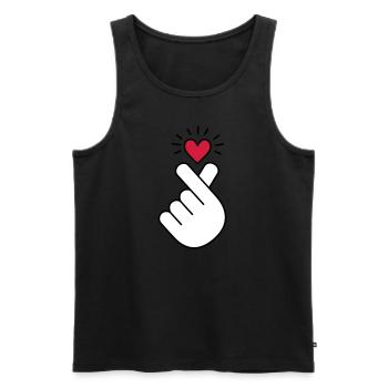 K pop coeur, corée, k pop, musique, symbole, main, pop - Débardeur bio Premium Homme - noir - Devant - AI Model Male 178 light (178cm)